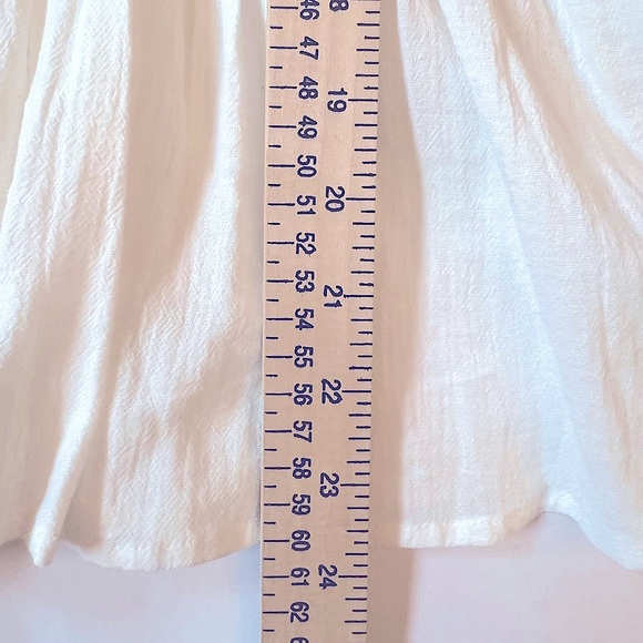 Faherty Colette Organic Cotton Blouse Button Up Smocked Ruffles White Sz L - Picture 14 of 16